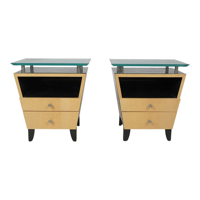 Pair of Enrique Garcel Post Modern Designer Nightstands For Sale