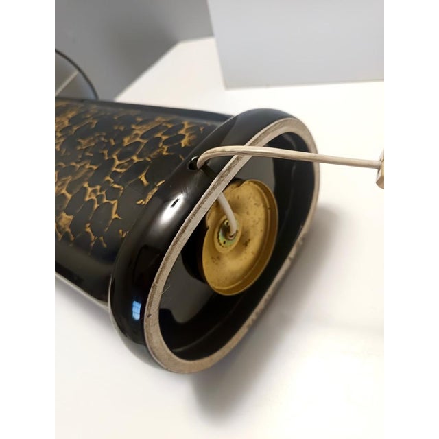 Vintage Italian Black and Gold Glazed Ceramic Table Lamps, 1980s, Set of 2 For Sale - Image 13 of 15