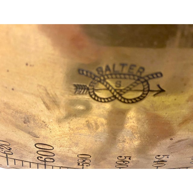 Huge Antique Brass Salter Spring Balance Scale Model 85 T With 1120 Lb Capacity Made in England - Circa 1900 For Sale - Image 4 of 12