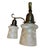American Rare Pair of Double Brass Wall Sconces With Botanical Frosted Etched Shades For Sale - Image 3 of 7