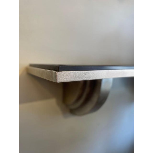 Metal Vintage Art Deco Shelf in Silver-Plated Steel and Black Marble, 1980s For Sale - Image 7 of 16