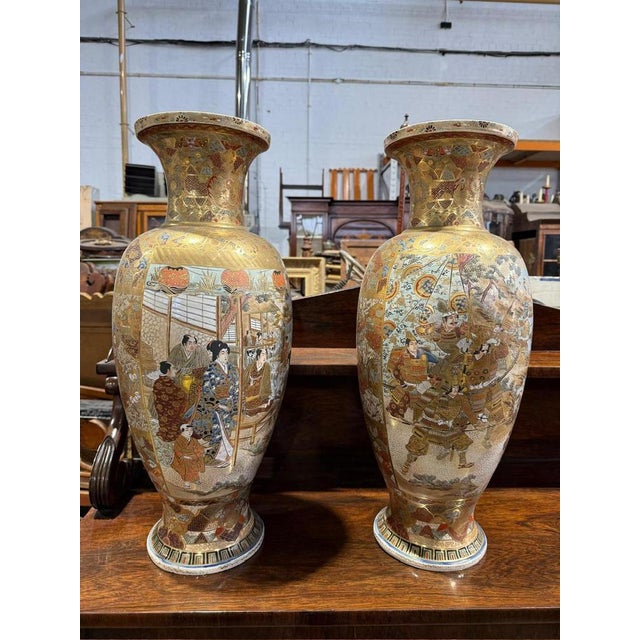Ceramic 19th Century Japanese Satsuma Vases, Set of 2 For Sale - Image 7 of 7