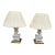Pair of White Porcelain Flower Encrusted Lamps For Sale