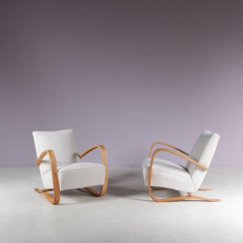Lounge Chairs by Jindrich Halabala for Up Zadovy, 1950, Set of 2 For Sale - Image 4 of 9