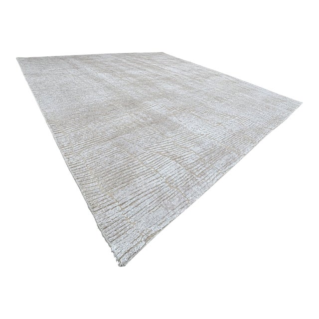 Rh Lasya Silk & Wool Rug – 12' × 15' Sand | Hand-Knotted Silk & Wool For Sale