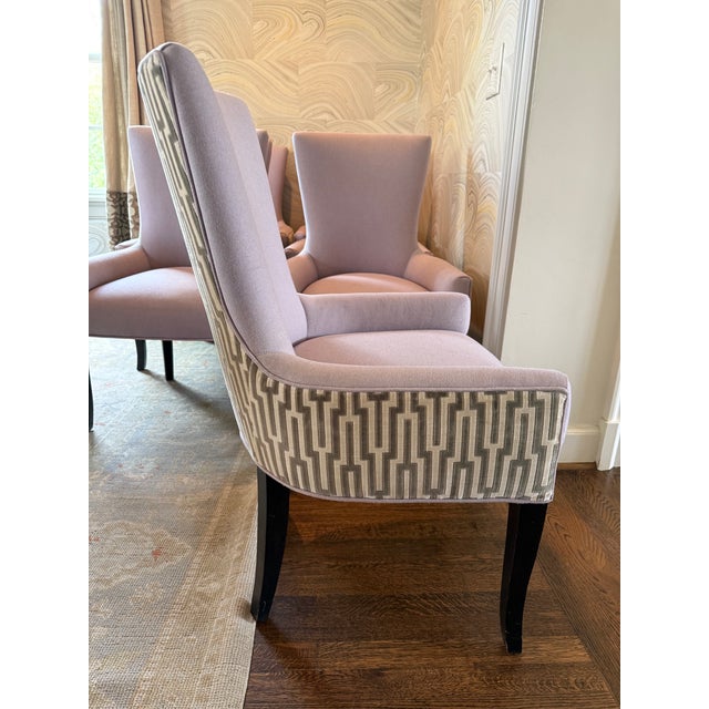 Set of 8 Custom Dining Chairs in Lavender Wool For Sale In Nashville - Image 6 of 12