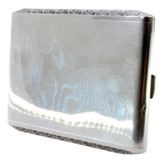 Plain Silver Cigarette Case with Exposed Strips For Sale