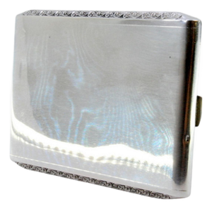 Plain Silver Cigarette Case with Exposed Strips