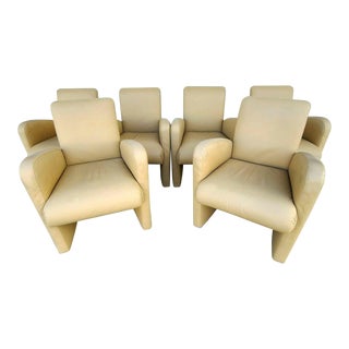 Ray Wilkes Chiclet Style Leather Club Chairs - Set of 6 For Sale