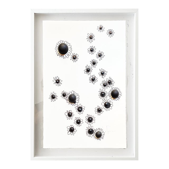 "Field of Daisies 17" Original Mixed-Media Painting by Jake Poser, Framed For Sale