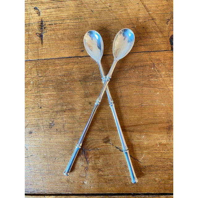 Beautiful and Classic Tiffany Sterling Silver Bamboo Iced Tea Spoons, Set of 2. Each of them are monogrammed/engraved on...