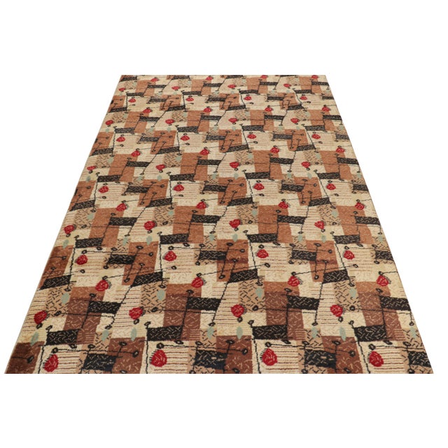 1960s Vintage Zeki Müren Rug in Beige-Brown With Geometric Patterns, From Rug & Kilim For Sale - Image 5 of 8
