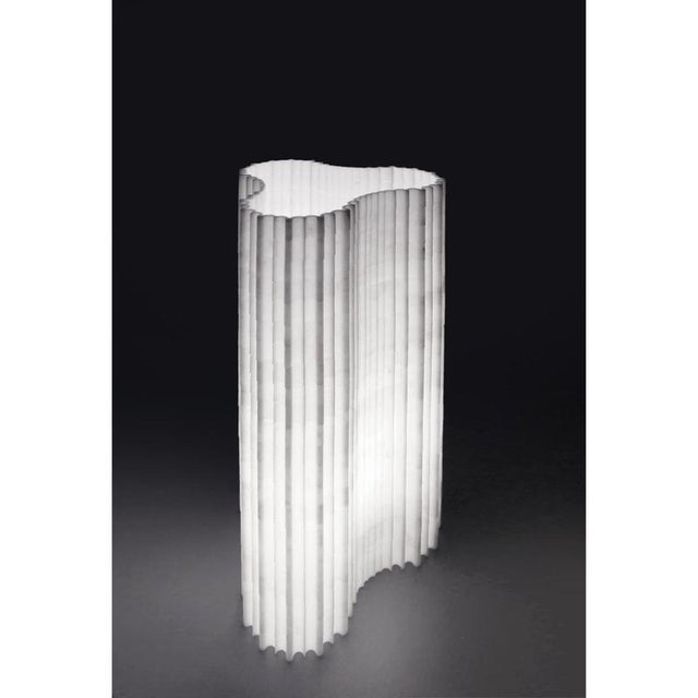 Stripes A2 Decorative Table Lamp in Afyon White Marble by Bufalini Marmi For Sale - Image 4 of 12