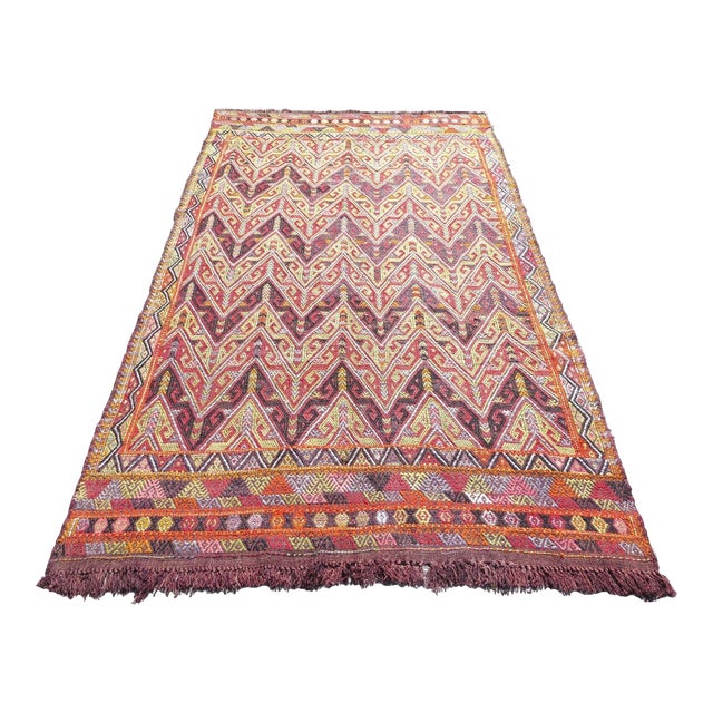 1960s Vintage Turkish Kilim Rug - 71"x122" For Sale