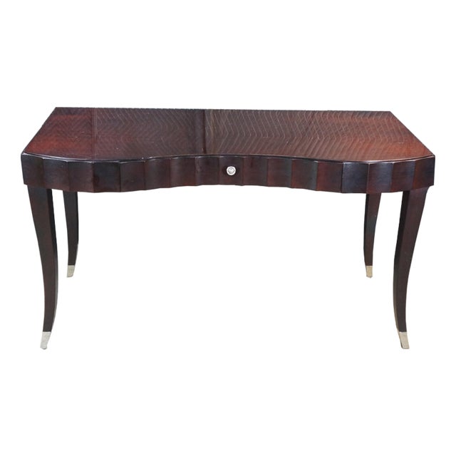 Late 20th Century Barbara Barry for Baker Italian Art Deco Style Modern Mahogany Writing Desk 54" For Sale