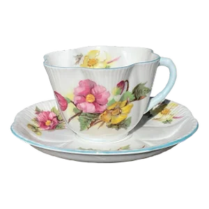 1950s Shelley Teacup and Saucer in the Begonia Pattern