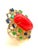 Gemstone Bochic “Orient” Vintage Orange Opal, Emerald, Kyanite & Diamond Ring Set In 18K For Sale - Image 7 of 7