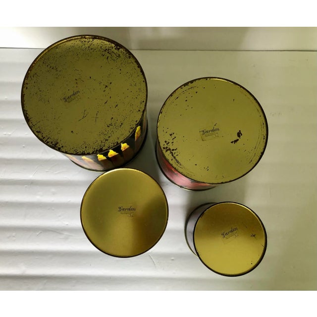 Mid 20th Century Vegetable Tin Canisters With Lids- Set of 4 For Sale - Image 4 of 9