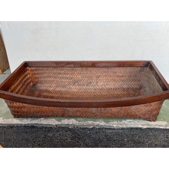 1950s Large Rectangular Brown Ikebana Basket For Sale In West Palm - Image 6 of 8