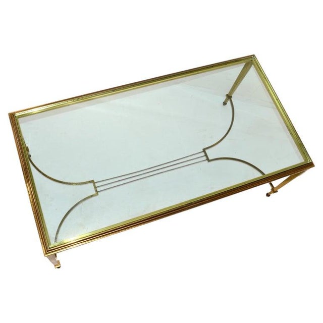Metal 1940 French Attributed to Maison Jansen Solid Patinated Bronze Glass Neoclassical Coffee Table For Sale - Image 7 of 18