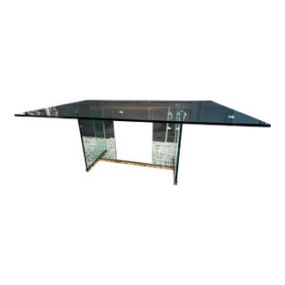 1980s Attributed to Paul M Jones Vintage Designer 42 X72 Brass and Glass Modern Dining Room Table For Sale