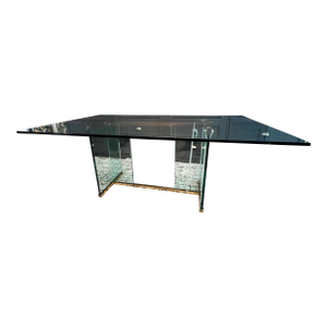 1980s Attributed to Paul M Jones Vintage Designer 42 X72 Brass and Glass Modern Dining Room Table