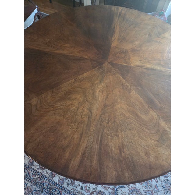 1960s Custom Burton Ching English Mahogany Dining Table – 60" Round / 84" Extended – Original $20,000 Commission For Sale - Image 11 of 17