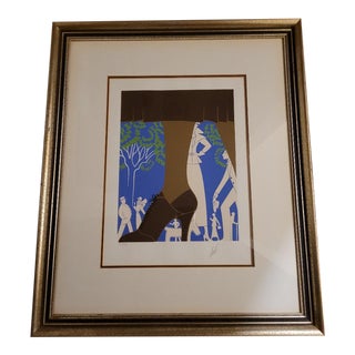 1974 "Brown Boot" Art Deco Serigraph Pencil Signed and Numbered 184/260 by Erte, Framed For Sale