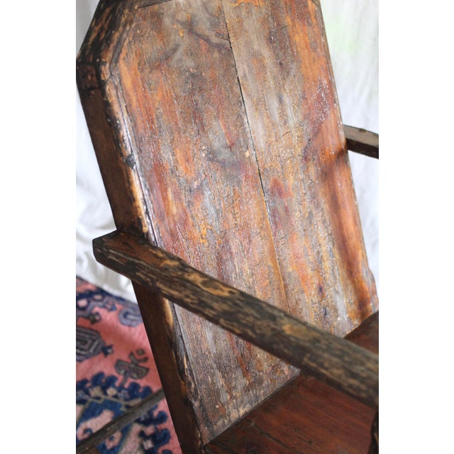 1940s Hand Carved and Handmade Rustic Rocker For Sale - Image 4 of 18