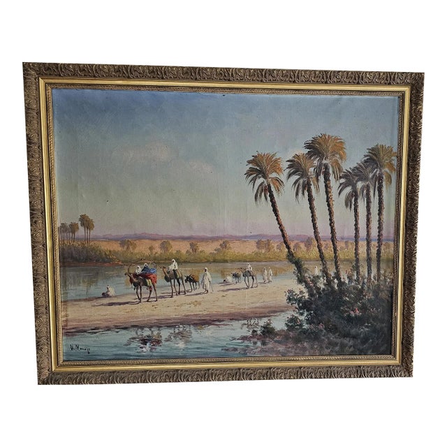 Antique Vincent Manago French Impressionist Painting : "Caravane Orientaliste " For Sale