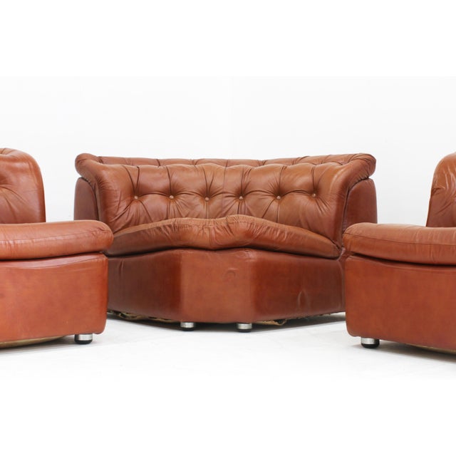 Brown Vintage Italian Curved Modular Sofa, 1970s, Set of 4 For Sale - Image 8 of 10