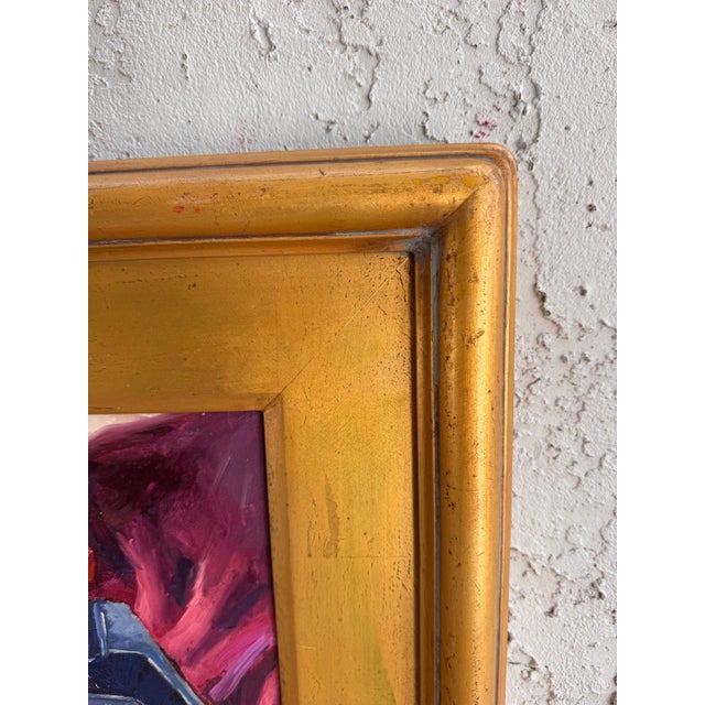 Gold Vintage Cigar Lover's Oil Painting in a Giltwood Frame, Signed For Sale - Image 8 of 8