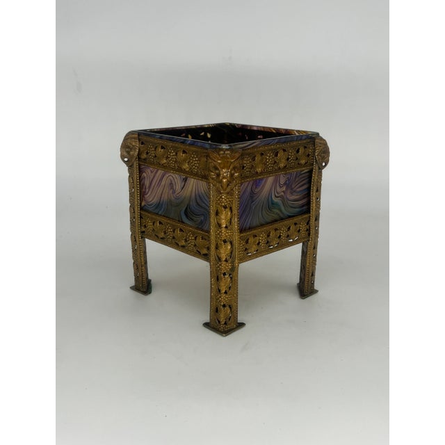 Early 20th Century Art Nouveau Austrian Art Glass and Bronze Vase For Sale - Image 5 of 13