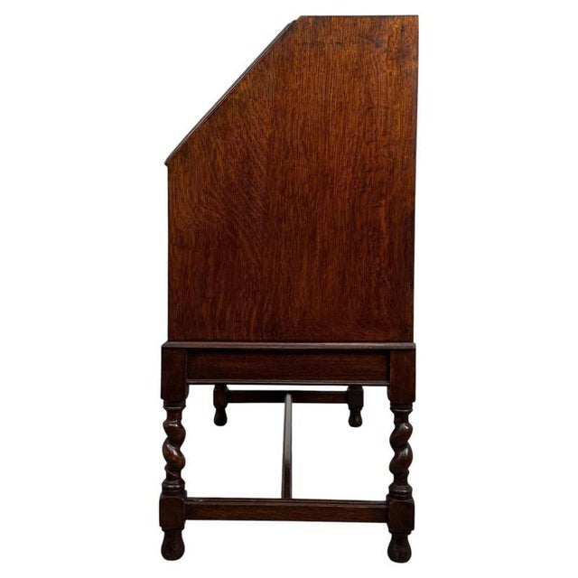 Early 20th Century Antique English Jacobean Oak Bureau For Sale - Image 12 of 14
