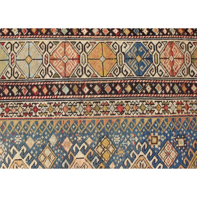 Antique 19th Century Caucasian Shirvan Rug With Medallions in Teal Blue Background and Multi Colors For Sale - Image 10 of 12