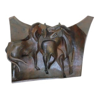 Mid 20th Century Cubist Ted Egri Bronze Sculpture Abstract Horses, Taos Artist For Sale
