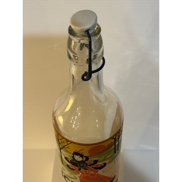 Glass Vintage Art Nouveau “Ice Water” Swing Top Glass Bottle Featuring Victorian Lady Skating For Sale - Image 7 of 12