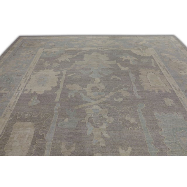 Brown & Gray Handwoven Turkish Oushak Rug 12'2" X 14'10" For Sale - Image 4 of 6