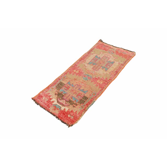 Vintage Handknotted decorative mini rug from Kars region of Turkey. Approximately 45-55 years old. In very good condition.