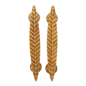 Simple Feather Brass Door Handles, a Pair