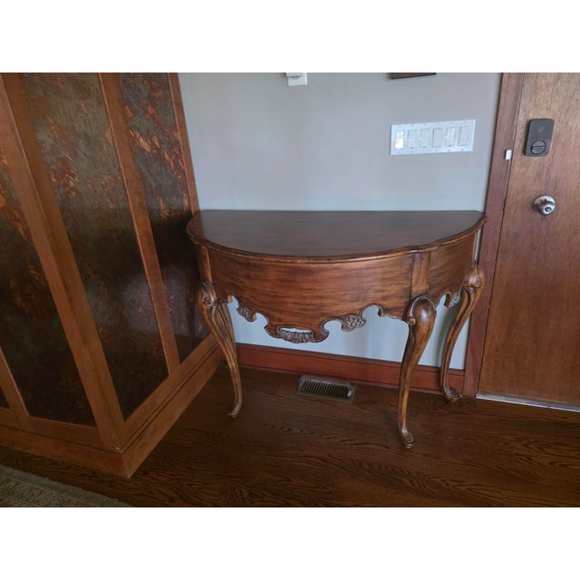 French Provincial Lorts Demi Lune Console Table For Sale - Image 3 of 7