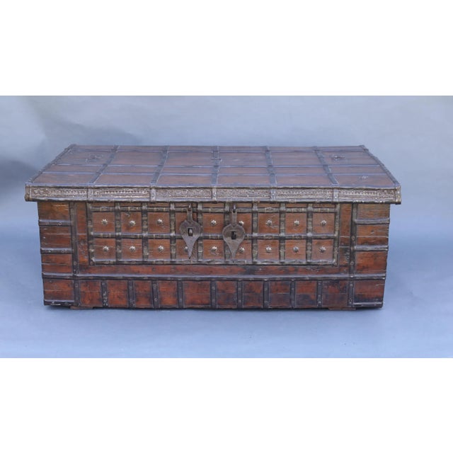 Coffee Large 19th-Century Anglo-English Coffee Table Trunk For Sale - Image 8 of 12