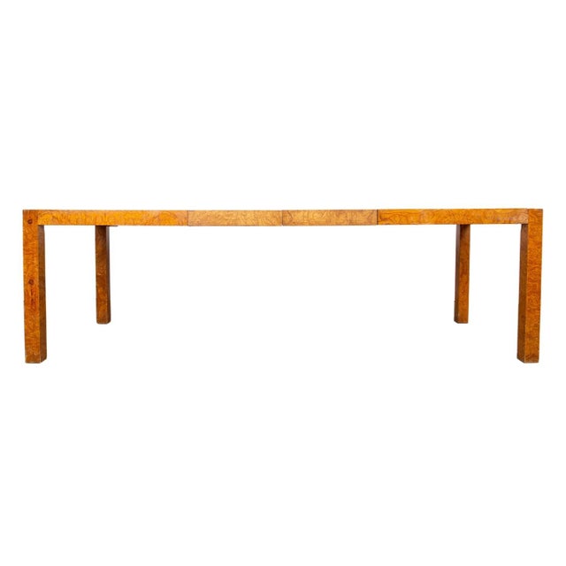 Mid-Century Burl Wood Parsons Dining Table in the Style of Milo Baughman For Sale - Image 9 of 14