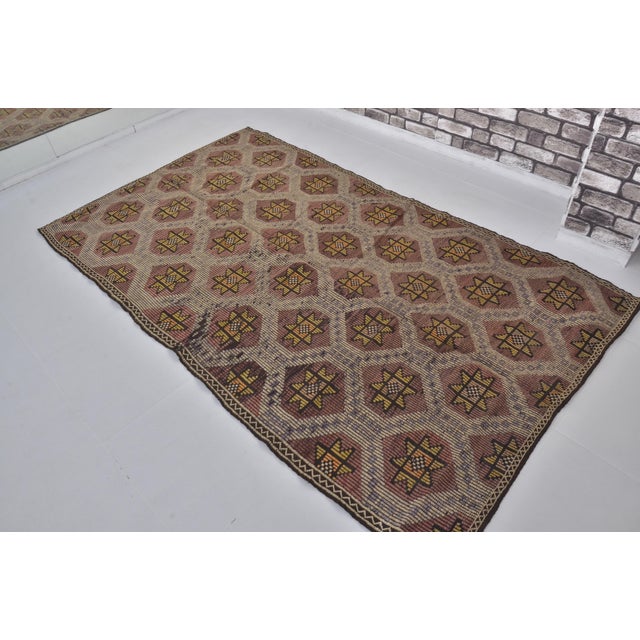 1960s 1960s Oushak Geometric Wool Kilim Rug For Sale - Image 5 of 10