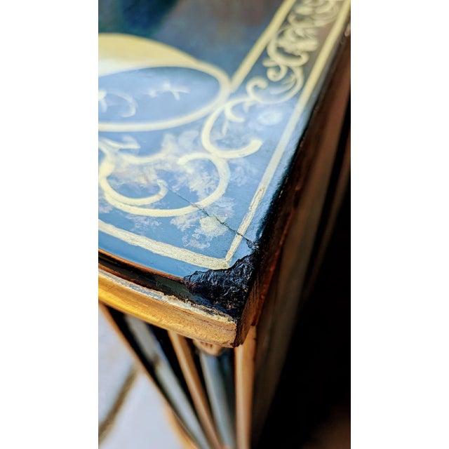 Vintage Victorian Credenza Marquetry Display Cabinet Carved and Painted by Hand For Sale - Image 12 of 14