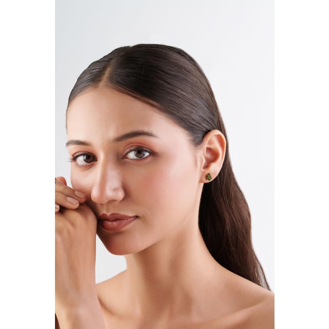 Not Yet Made - Made To Order Modern 1.6ct Carved Green Tourmaline Leaf Stud Earrings in 14k Yellow Gold- 2 Pieces For Sale - Image 5 of 14