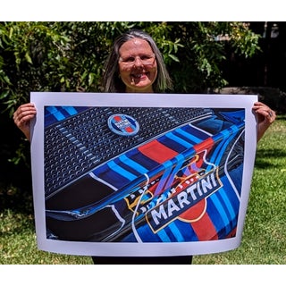 Driven, Not Stirred by Shan Fannin | Paper Giclee Print of a Martini Racing Porsche For Sale