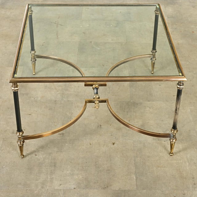 Mid 20th Century French Mid-Century Brass & Glass Square Coffee Table For Sale - Image 5 of 10
