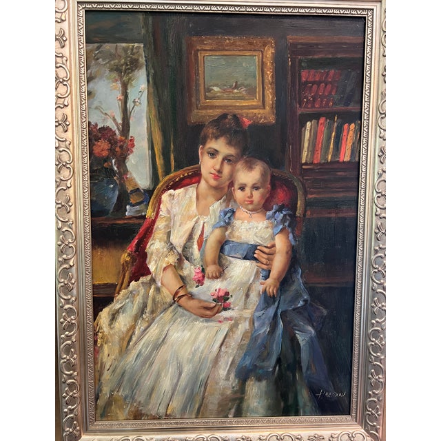 Vintage Oil Painting in Ornate Silver Frame For Sale In Sacramento - Image 6 of 18