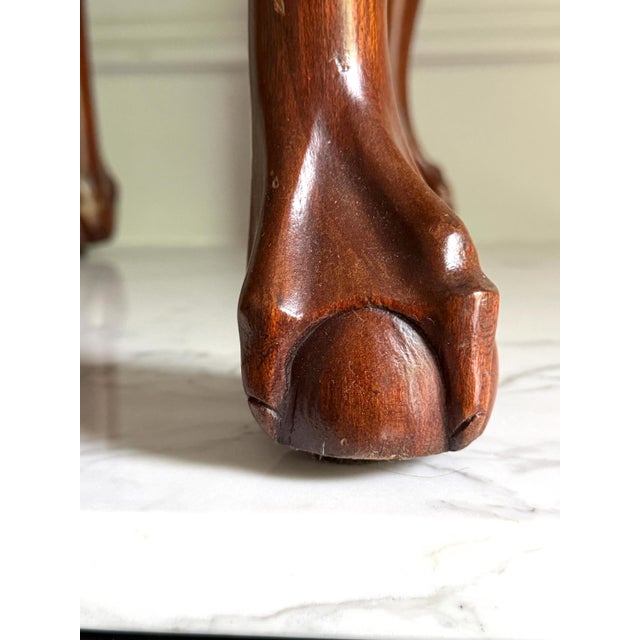 Vintage Thornton White Charleston South Carolina Chippendale Style Carved Mahogany Footstool 18.25"h X17"x15" For Sale - Image 16 of 18
